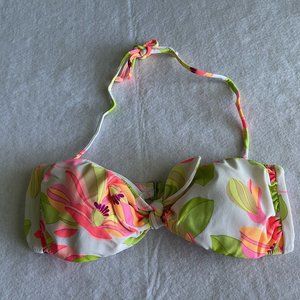 Victoria's Secret Bikini Top Bandeau Size Medium Swimsuit Floral Tropical Neon